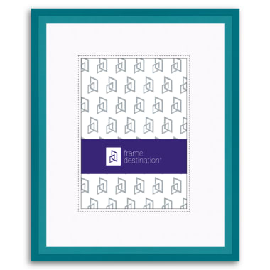 Aqua Green Picture Frame in Angled Wood with Mat P435