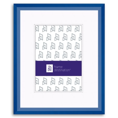 Bright Blue Angled Wood Picture Frame with Mat P435