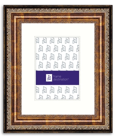 Archival Ornate Frame in Burnt Gold with Museum Glass 8Ply Mat P200