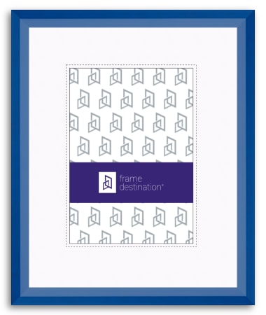 Bright Blue Angled Wood Picture Frame with Mat P435