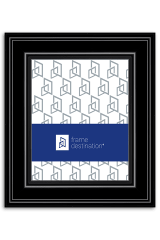 Black Wood Frame with Modern Curves and Mat P210