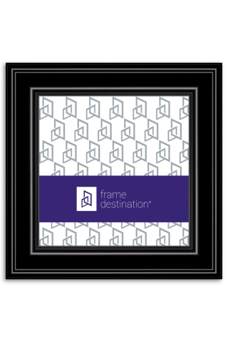 Black Wood Square Frame with Modern Curves and Mat P210