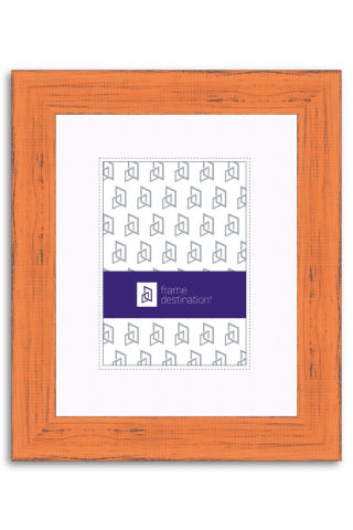 Distressed Orange Wood Picture Frame with Mat P792
