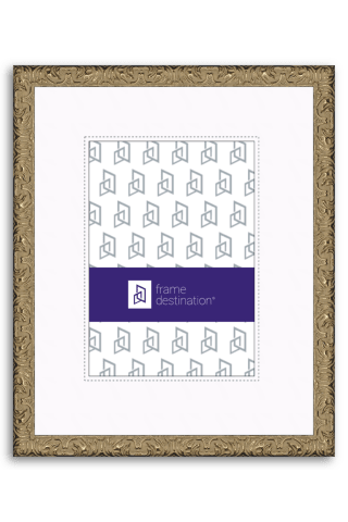 Slim Ornate Wood Frame in Gold with Mat P568