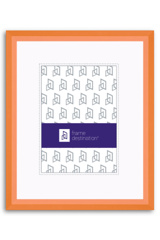 Dramatic Angled Orange Wood Picture Frame with Mat P435