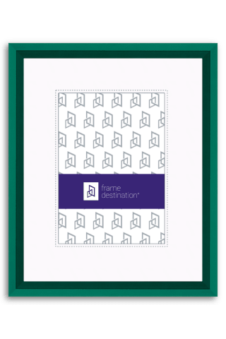 Dramatic Angled Green Wood Picture Frame with Mat P435