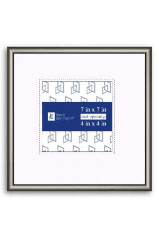 Round Top German Silver Nielsen Metal Picture Frame with Mat P15 - 4x4-Artwork / Frame-7x7