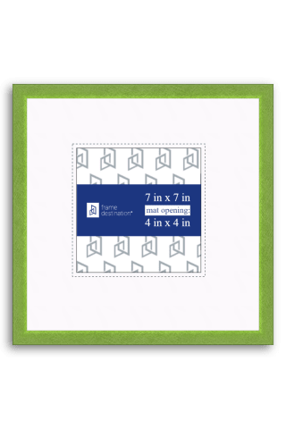 Cyber Green Metal Picture Frame with White Mat P117V - 4x4-Artwork / Frame-7x7