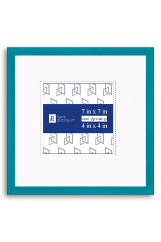 Turquoise Picture Frame with White Mat P117V - 4x4-Artwork / Frame-7x7