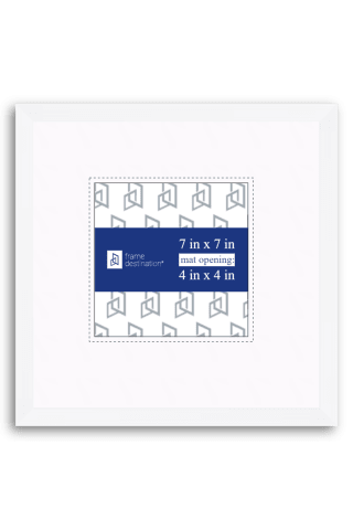 Nielsen P117 Metal Frame in Bright White with White Mat - 4x4-Artwork / Frame-7x7