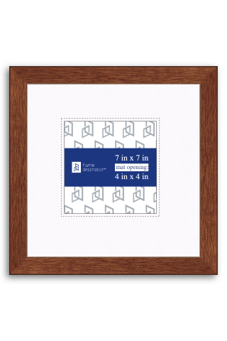 Classic Walnut Stain Wood Veneer Frame with Mat P502A - 4x4-Artwork / Frame-7x7
