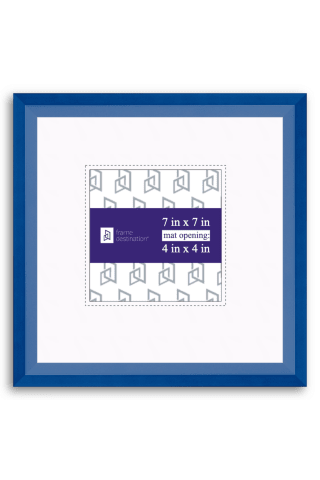 Dramatic Angled Bright Blue Wood Picture Frame with Mat P435 - 4x4-Artwork / Frame-7x7