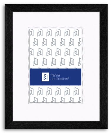 Black Picture Frame with Textured Real Wood and Mat P503