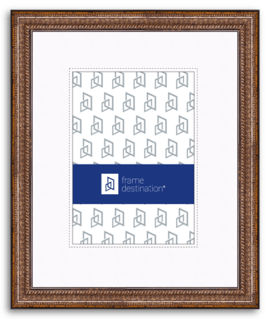 Light Brown Picture Frame in Ornate Antique Wood with Mat P721