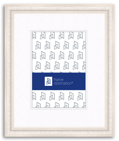 Cream Picture Frame with Ornate Vintage Style and Mat P721