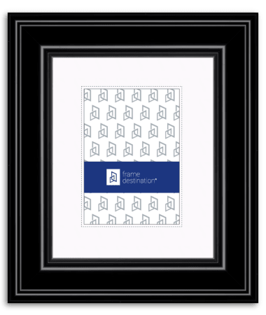 Black Picture Frame with Modern Curves Real Wood and Mat P210