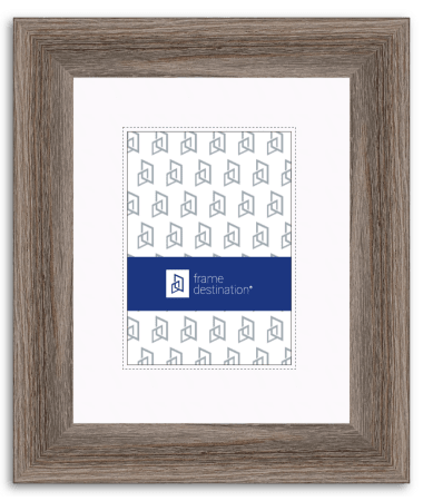 Light Brown Picture Frame with Rustic Sloped  Woodgrain Finish and Mat P543