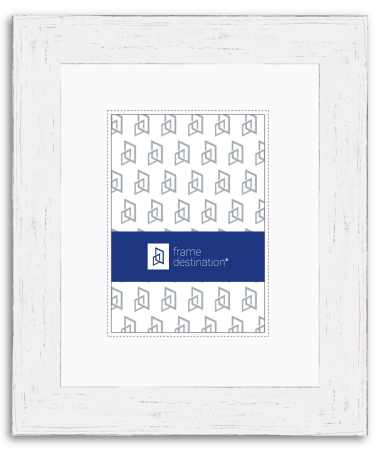 White Picture Frame in Distressed Wood Finish with Mat P792