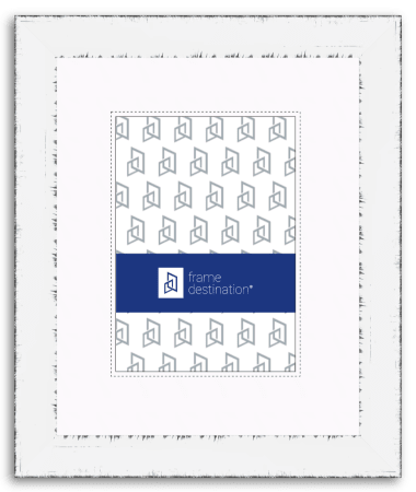 Sloped White Picture Frame with Rustic Wood Finish and Mat P554