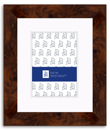 Walnut Picture Frame with Hi-Gloss Burled Wood Finish and Mat P311