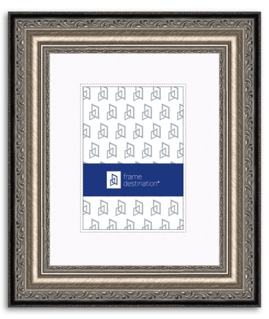 Silver Picture Frame Ornate Wood with Mat P200