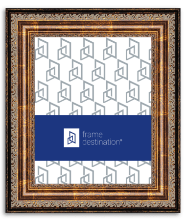 Burnt Gold Picture Frame with Brushed Ornate Finish Wood P200