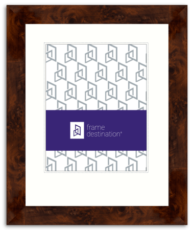 Walnut Burled Wood Archival Diploma Frame with White Mat - P311