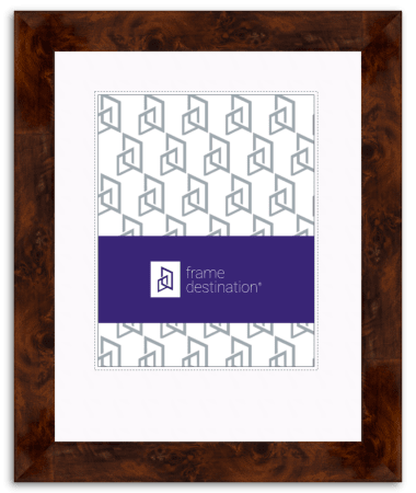 Walnut Burled Wood Diploma Frame with White Mat - P311