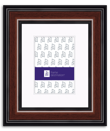 Walnut and Black Two-Tone Picture Frame Real Wood with Mat P210