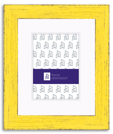 Yellow Picture Frame Distressed Wood with Mat P792