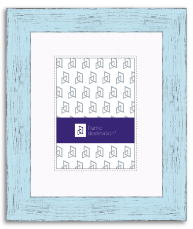 Light Blue Distressed Wood Picture Frame with Mat P792