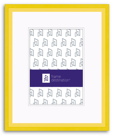 Canary Yellow Picture Frame Sloped Angular Wood with Mat P435