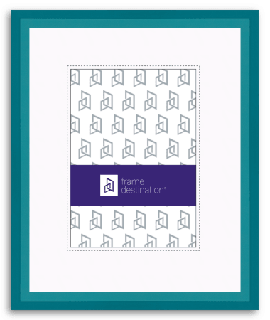 Aqua Green Picture Frame in Angled Wood with Mat P435