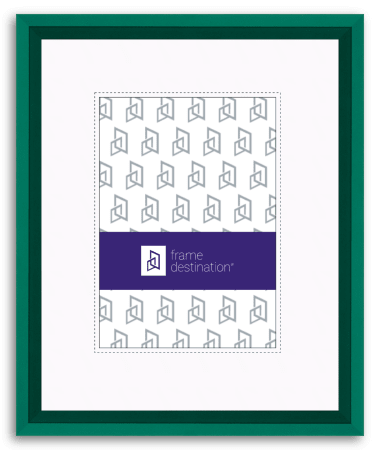 Dark Green Picture Frame in Angled Wood with Mat P435