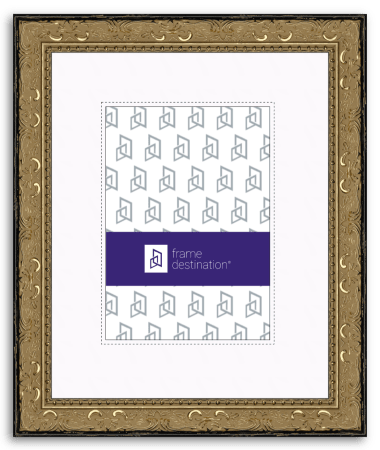 Ornate Gold Picture Frame Real Wood with Mat P573