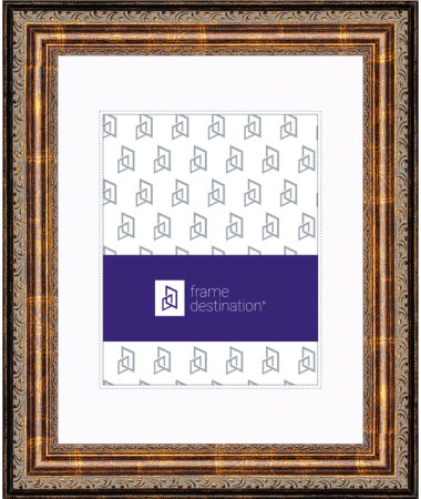 Wood Diploma Frame with Ornate Brushed Finish and White Mat P200
