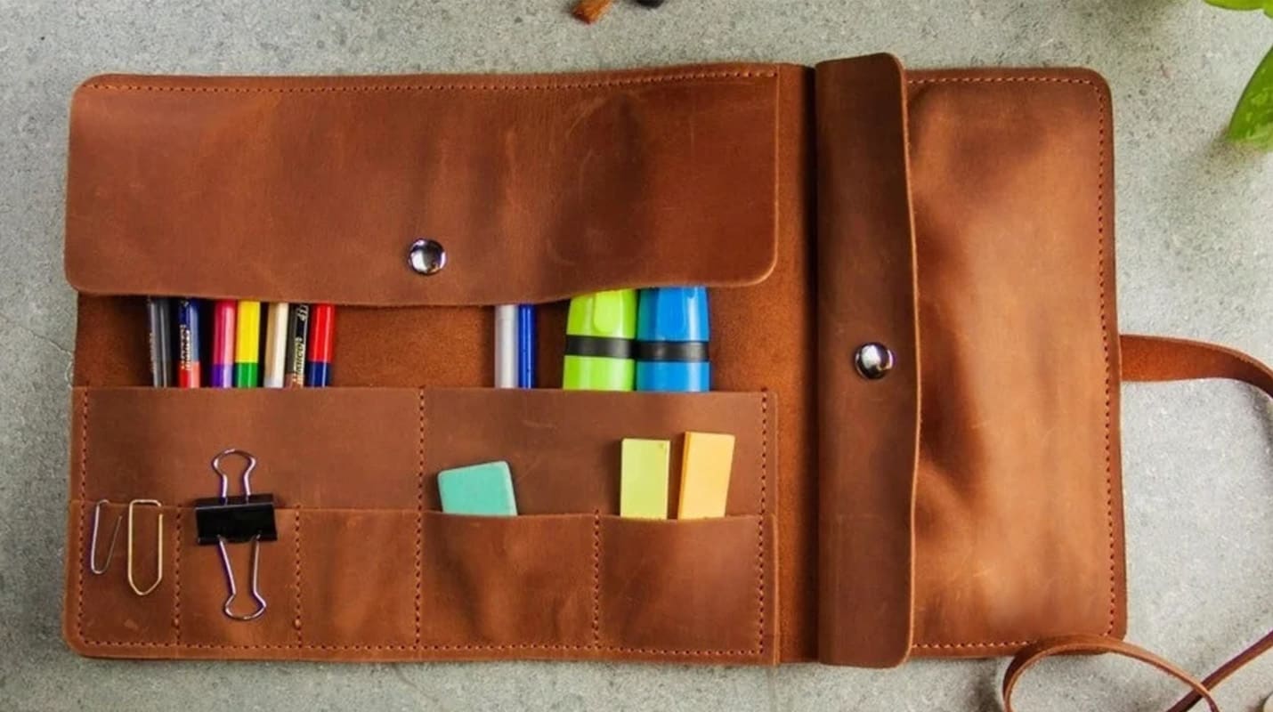 Leather Paint Brush Pouch