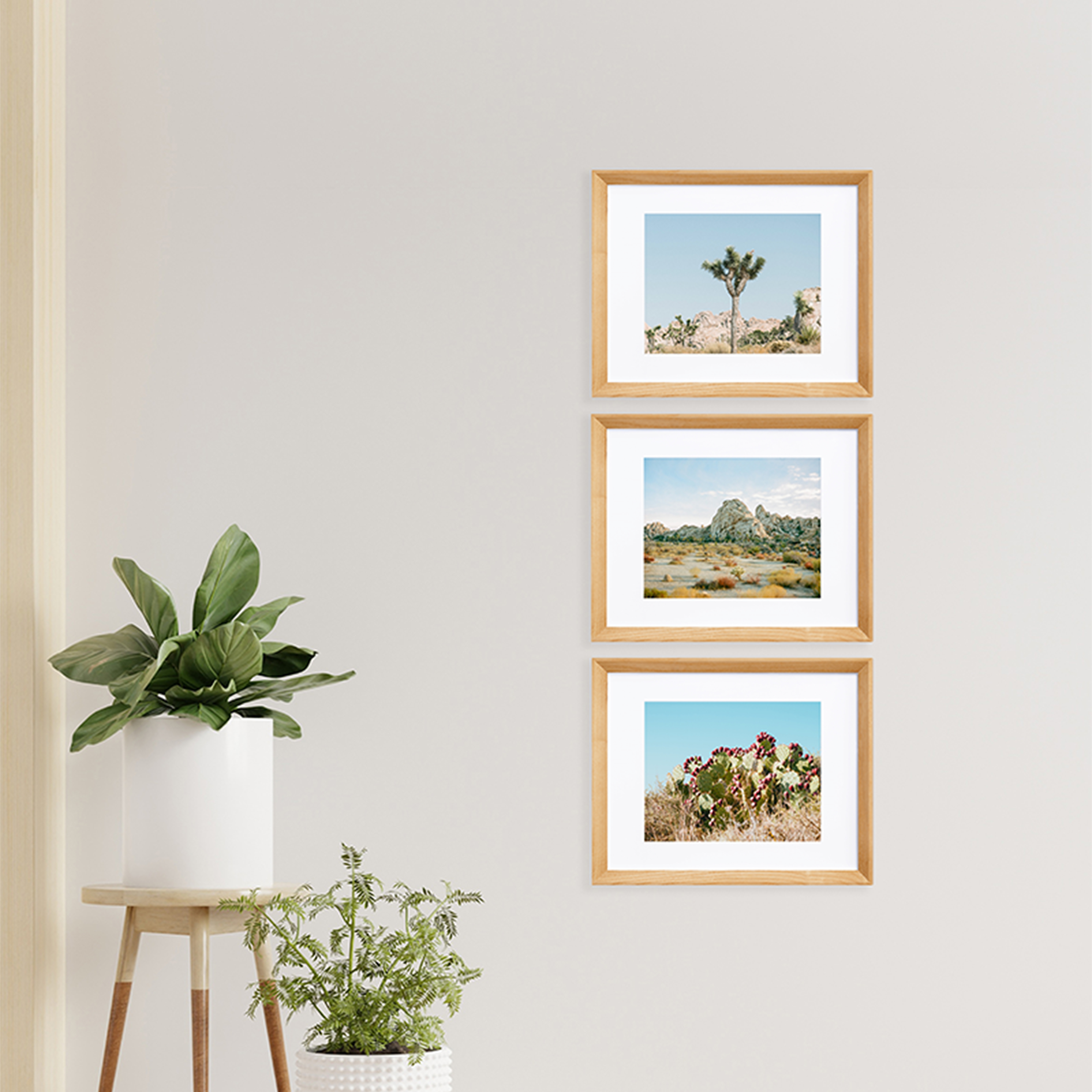 Single file - Natural framed photo gallery wall