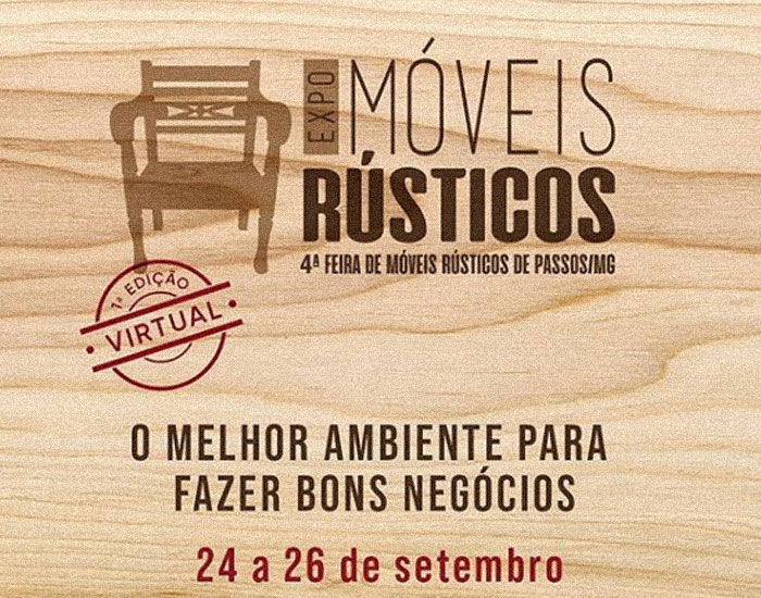 Móveis rústicos em mostra virtual