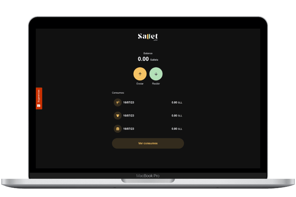 Imagen de la interfaz de usuario de la aplicación web de sallet