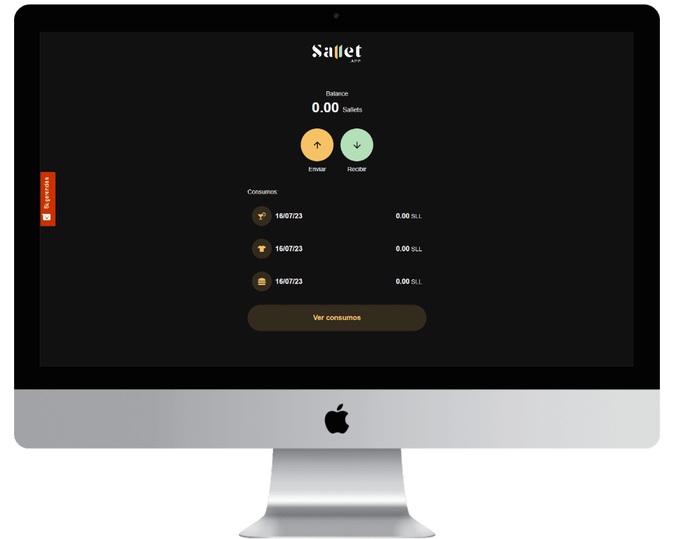 Imagen de la interfaz de usuario de la aplicación web de sallet
