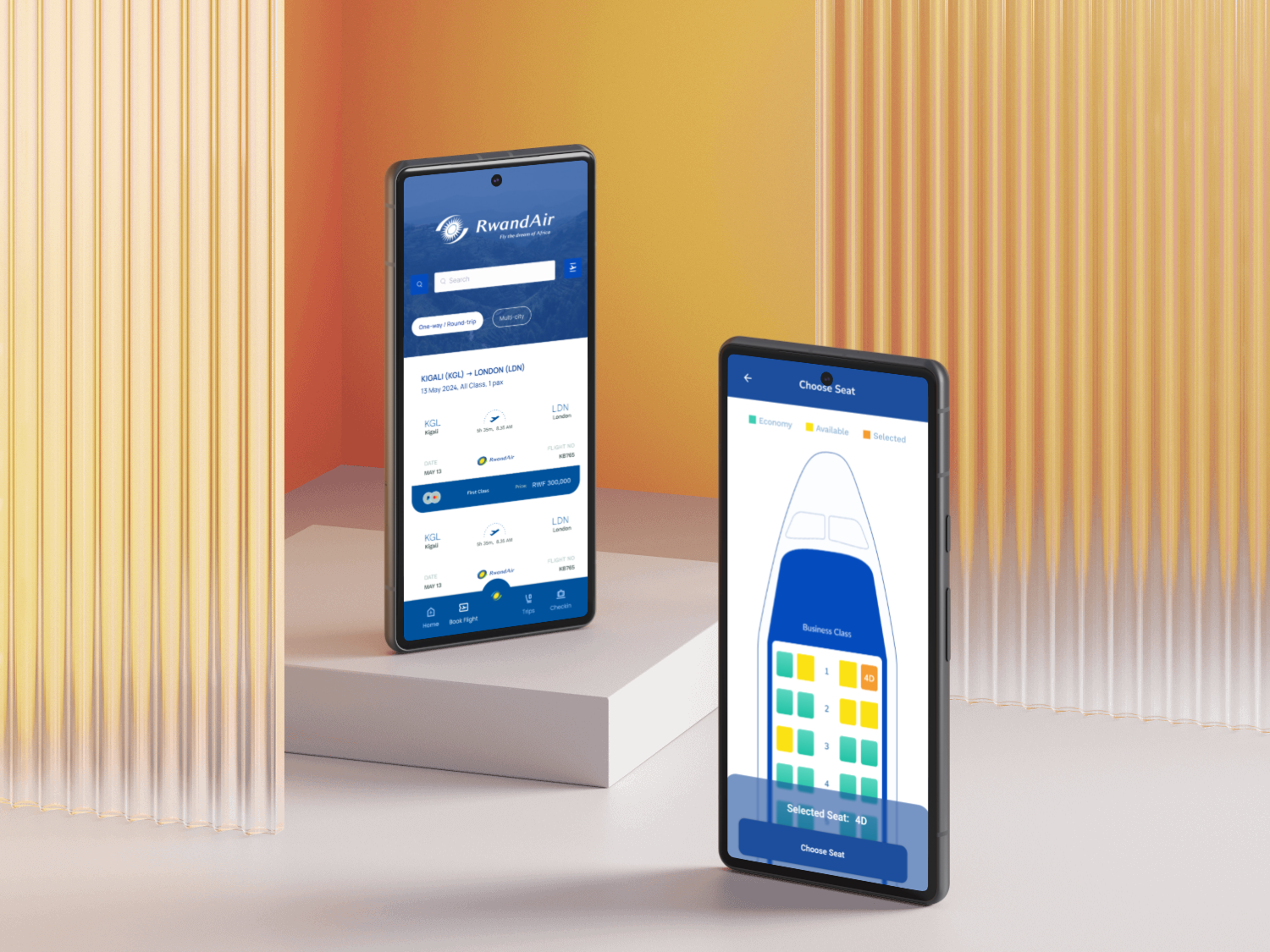 RwandAir Mobile App on Pixel Phone