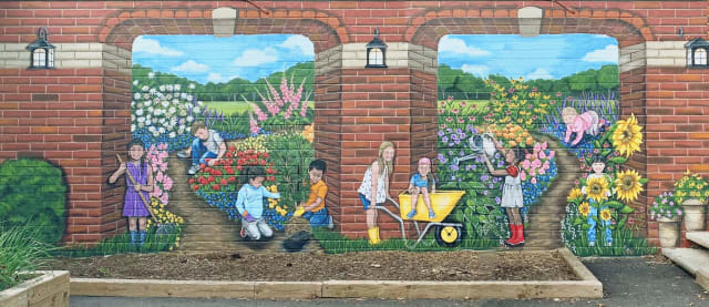 School mural photo after editing, with the equipment removed