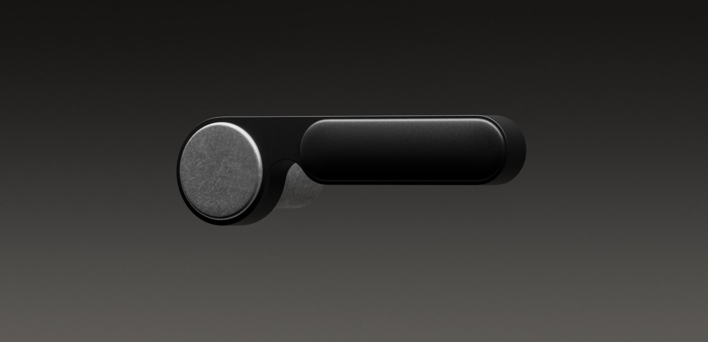 FSB 1138 by Dieter Rams in Aluminum Pure and aluminum black anodized floating in front of a gradient brackground.