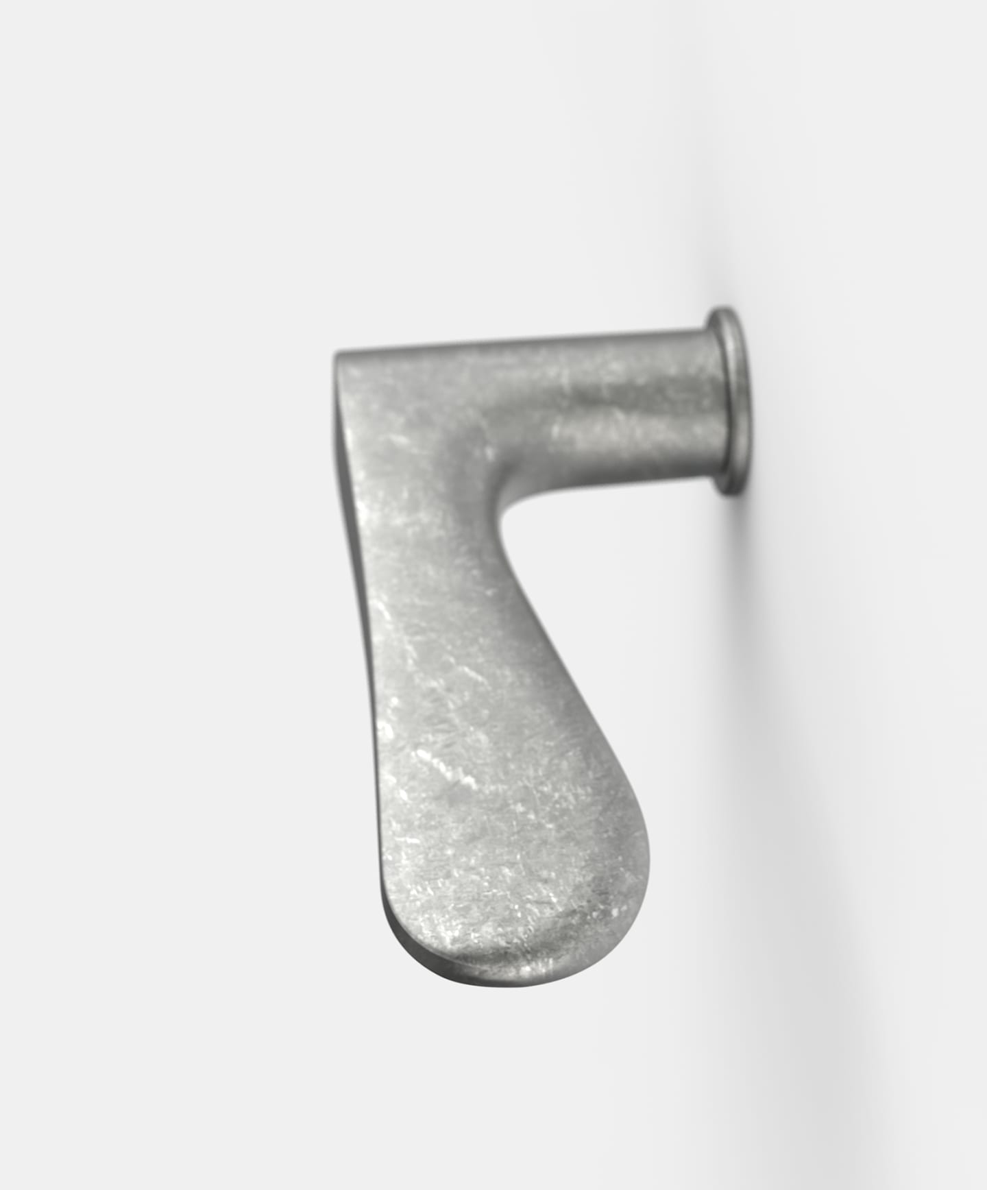 Foreshortened view of the Jasper Morrison design – the door handle FSB 1144 – in the surface Aluminum Pure.