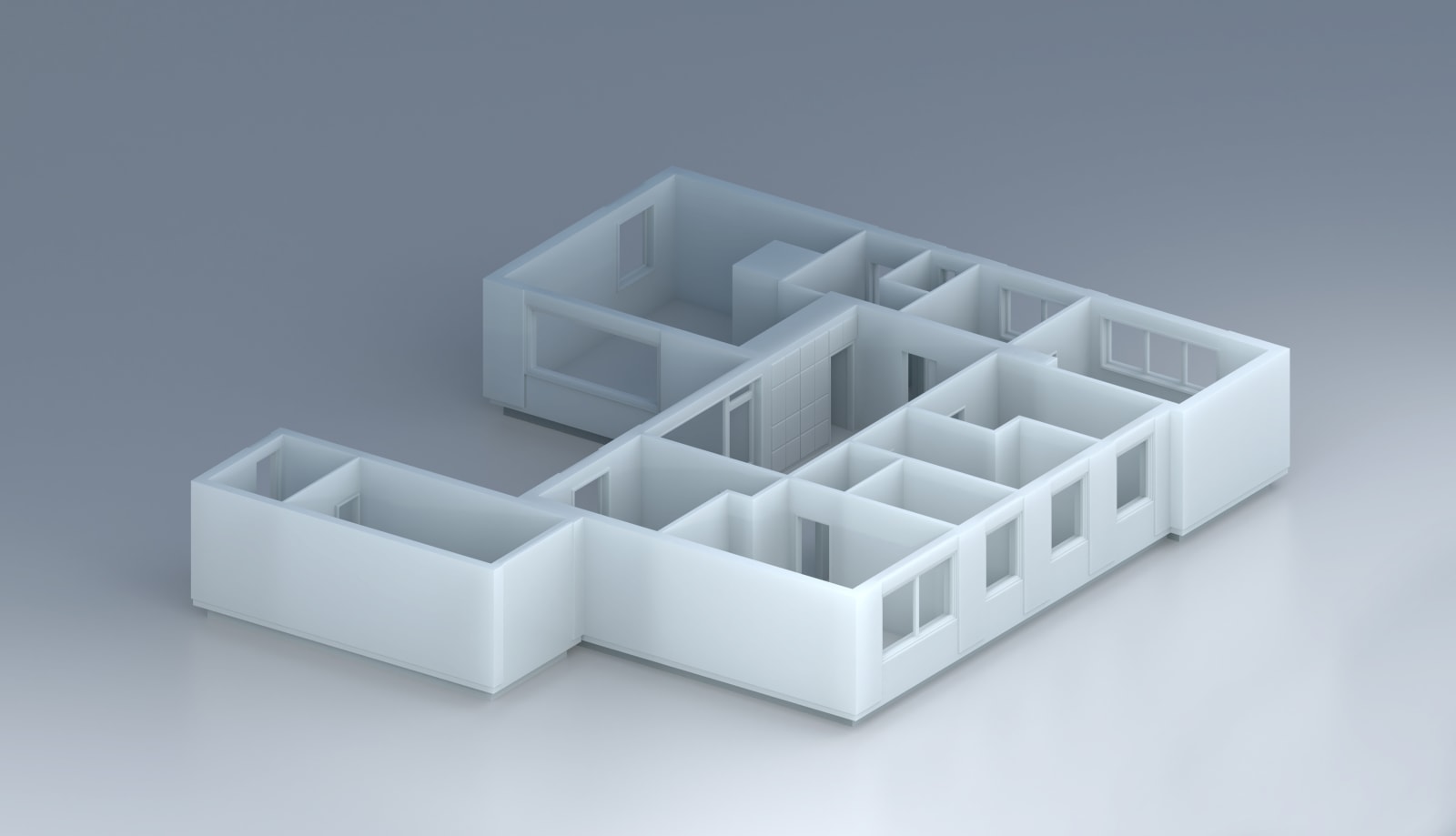 Isometric view of Friedemann Heckel’s grandparents’ bungalow in Hamburg-Sasel, early 1960s.