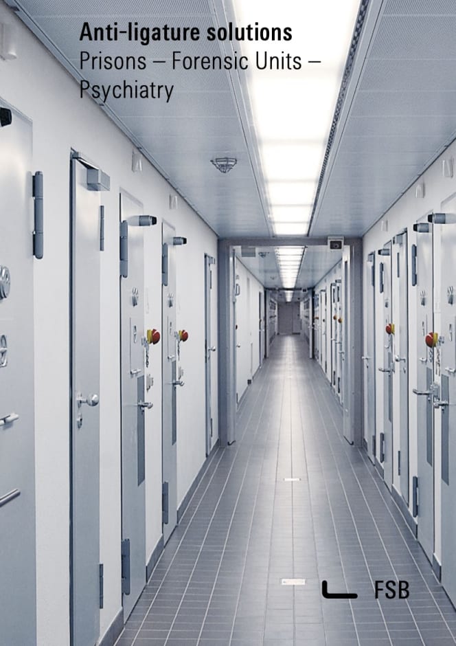 Brochure Cover for Hardware for Correctional Facilities, Forensic Units, Psychiatric Institutions, and Controlled Environments