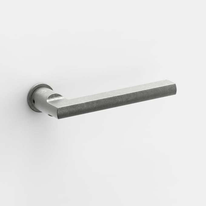 Rendering of the door handle FSB 1035 designed by Heike Falkenberg with the Aluminum Pure finish.