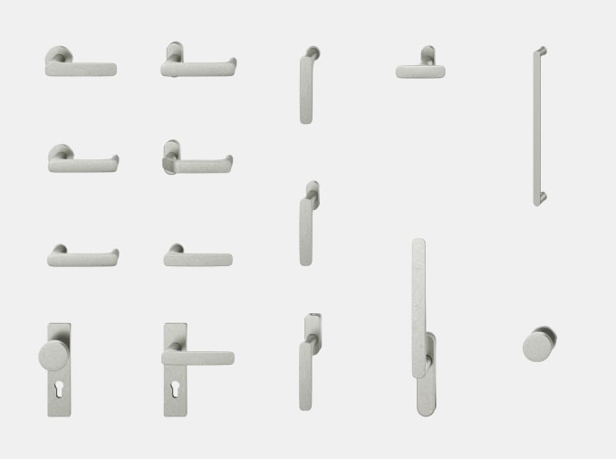 Rendering showcasing the cohesive 1289 product family in the Aluminum Pure finish.