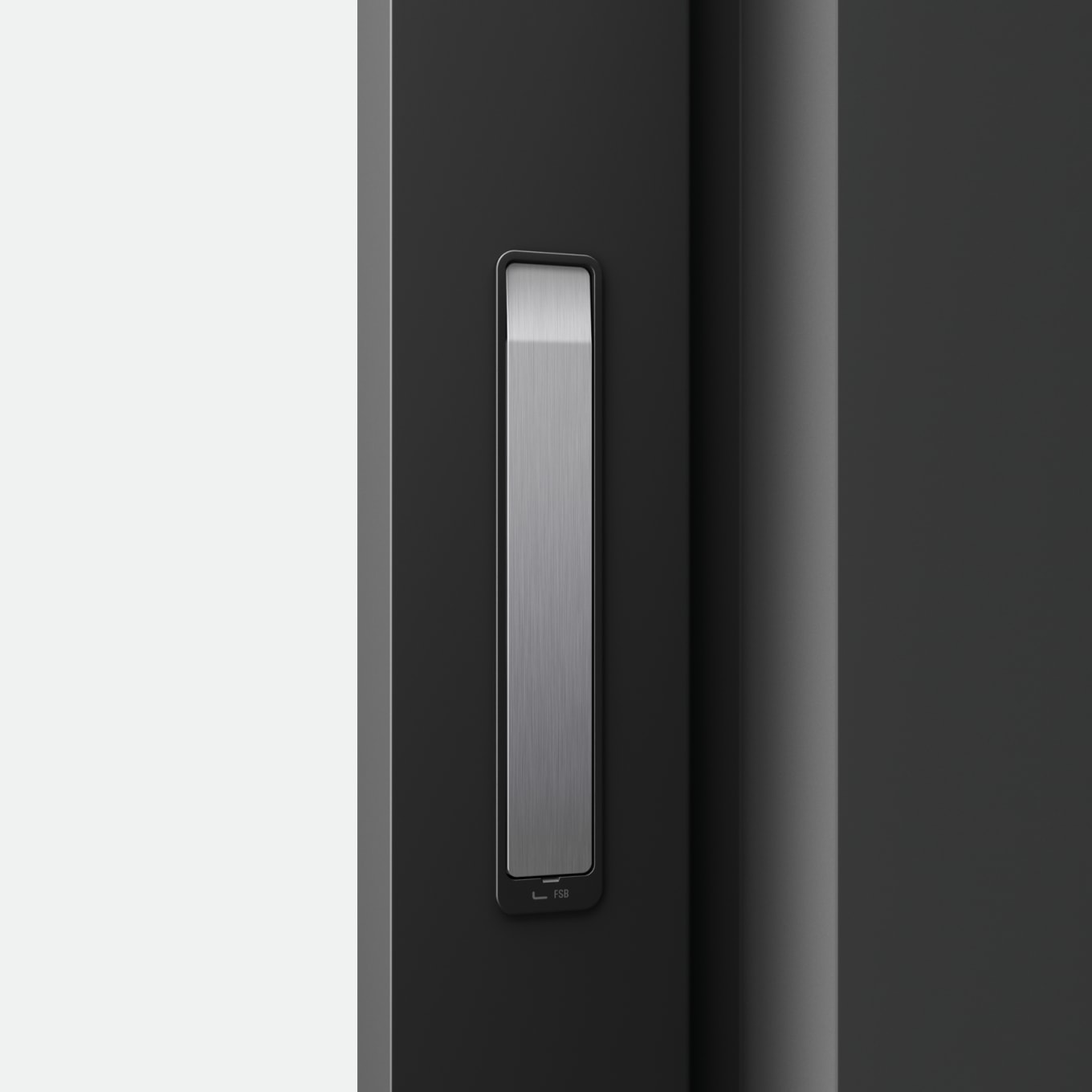 Close-up image of a flush window handle.